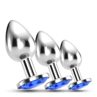 crushious bijou anal train trio - zestaw 3 ozdobnych korkow, niebieski