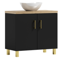 Szafka łazienkowa ROCO 80 czarna dąb craft złoty z umywalką Eliza B (W7)