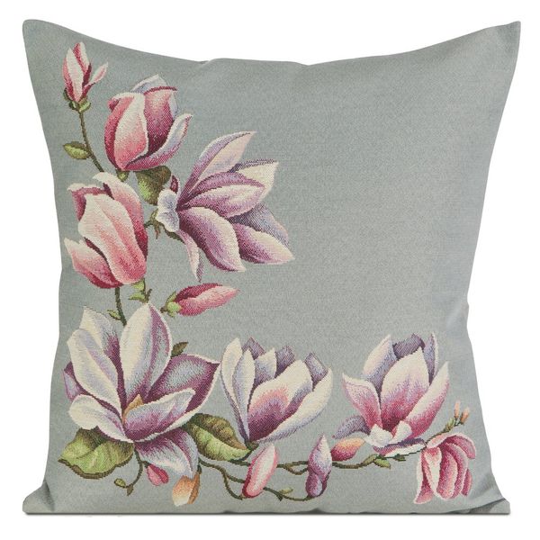 Poszewka dekoracyjna gobelin 45x45 Eurofirany szara w magnolie zdjęcie 1