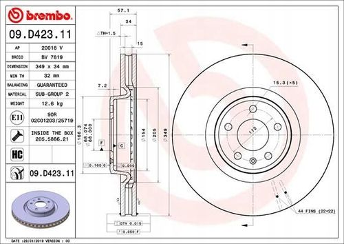 TARCZA HAM PRZOD 349X34 V BREMBO na Arena.pl