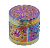 Tęczowy Młynek do Tytoniu Metalowy Crusher Grinder z Listkami Marihuany