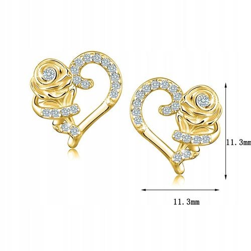 Srebrne kolczyki serca róże wkrętki sztyfty srebro 925 pozłacane oryginalne na Arena.pl