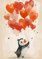 Plakat 20,5x28,4cm Pingwinek z Balonami