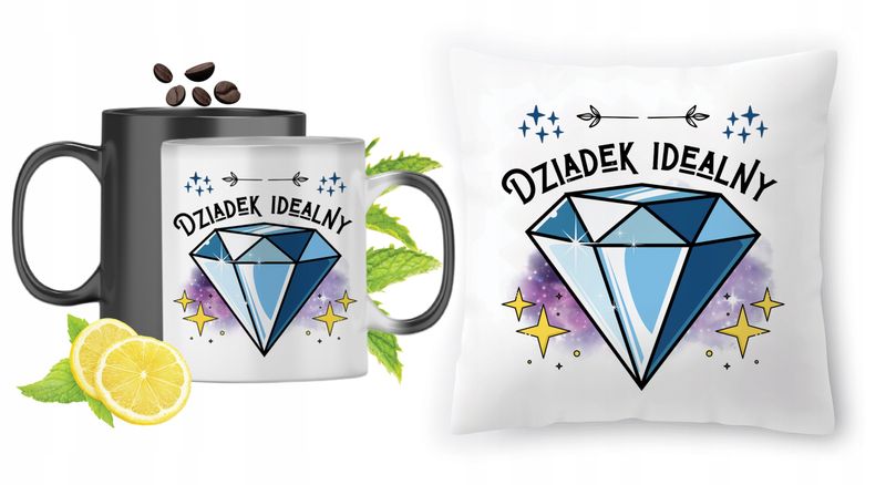 Dla Dziadka Zestaw Kubek Magiczny + Poduszka Z Nadrukiem Ze Zdjęciem zdjęcie 1