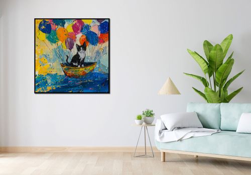 Plakat 100x100cm Kot na Łodzi na Arena.pl