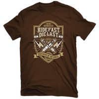 KOSZULKA RIDE FAST DIE LAST, MOTOCYKLOWA, BRĄZOWA, ROZ. L