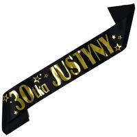 Czarna szarfa ze złotym nadrukiem - dowolna cyfra i imię