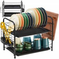 Suszarka do naczyń ociekacz stojąca dwupoziomowa na naczynia czarna