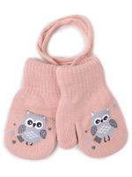 Rękawiczki dziewczęce jednopalczaste ze sznurkiem dotykowe 12 cm YOCLUB