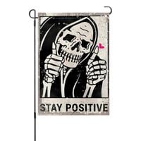 Flaga Baner na Halloween Stay Positive Szkielet Czaszka Ogród 45x30 cm
