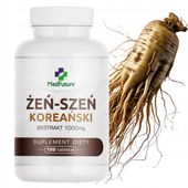 ŻEŃ-SZEŃ KOREAŃSKI (Panax ginseng) ekstrakt z korzenia 1000mg STRES ENERGIA