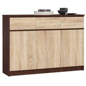 Komoda, 3 szuflady, 3 drzwi, ATLAS, 140x40x99 cm, wenge, | TYLETEGOTU
