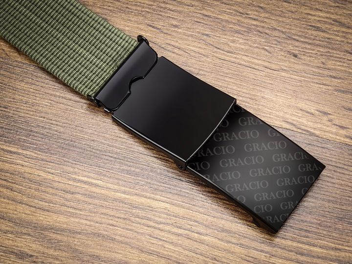 PARCIANY PASEK MĘSKI DO SPODNI Khaki Klamra Czarna GRACIO 105cm zdjęcie 3