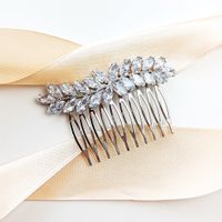 Grzebyk ślubny srebrny z LISTKAMI elegancki błysk KOKONET 4-0167