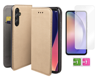 Etui z klapką do SAMSUNG GALAXY A54 5G złoty smart magnet + szkło na ekran