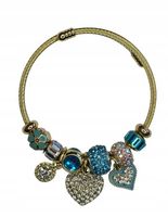 Bransoletka charms modułowa sztywna regulowana kolor złoty Serce 17