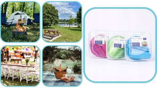 Zestaw piknikowy 31 elementów różne kolory na Arena.pl