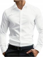 Biała Koszula MĘSKA SLIM FIT do Garnituru, Eleganckich Spodni Regular