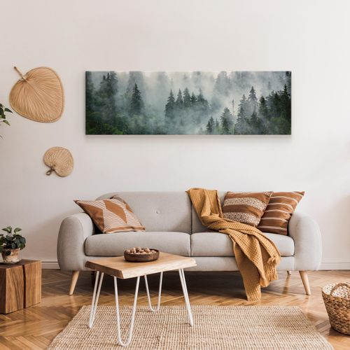 Obraz Na Płótnie Canvas LAS WE MGLE Pejzaż Panorama 145cm x 45cm na Arena.pl