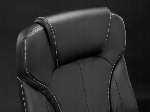 FOTEL BIUROWY STYLOWY SKÓRZANY CZARNY OBROTOWY REGULOWANY na Arena.pl