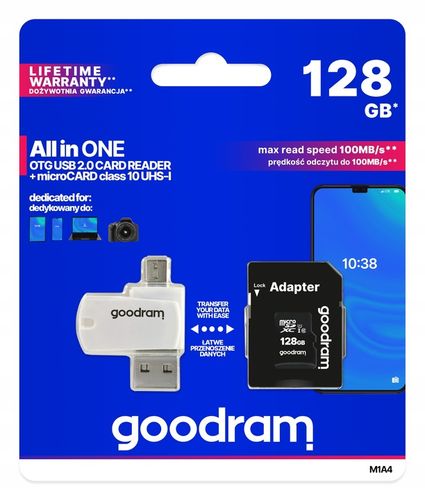 Karta pamięci GOODRAM 128GB kl10+ czytnik +adapter na Arena.pl