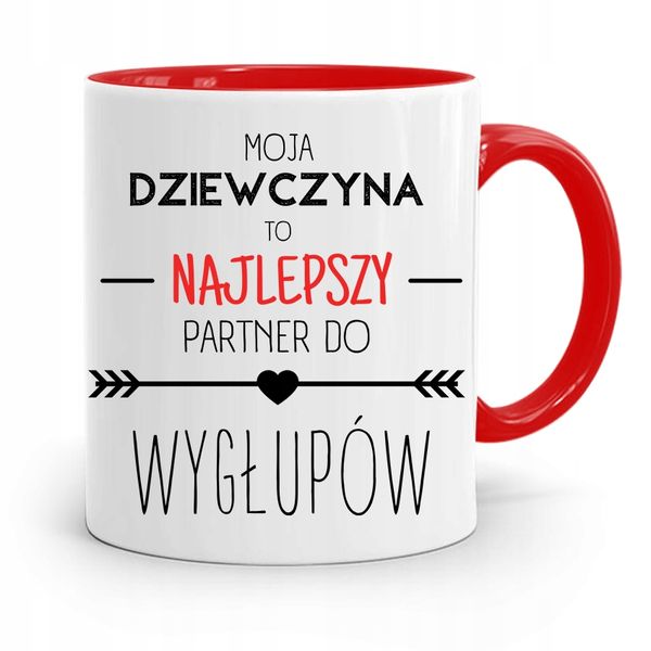 Kubek Czerwony Dla Dziewczyny Najlepszy Partner Z Nadrukiem Ze Zdjęciem zdjęcie 1