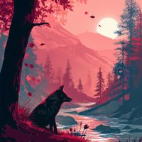 Plakat 20x20cm Wilk Przy Brzegu Lasu