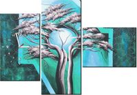 100CM 70CM ZEGAR 3 ELEM DRZEWO O PÓŁNOCY ŚCIENNY OBRAZ