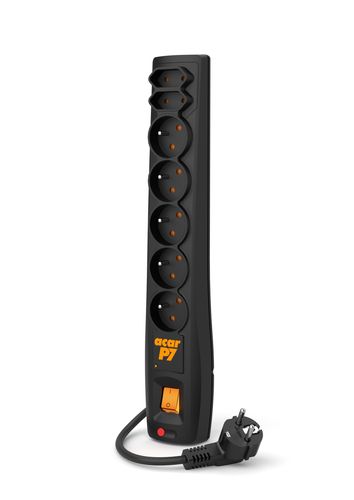 Listwa przepięciowa przedłużacz ACAR P7 3m 7 gniazd czarna na Arena.pl