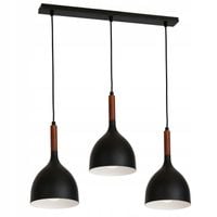 Lampa Noak Wood potrójna industrialna sufitowa czarna LOFT