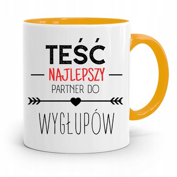 Kubek Żółty Dla Teścia Najlepszy Partner Prezent Z Nadrukiem Ze Zdjęciem zdjęcie 1