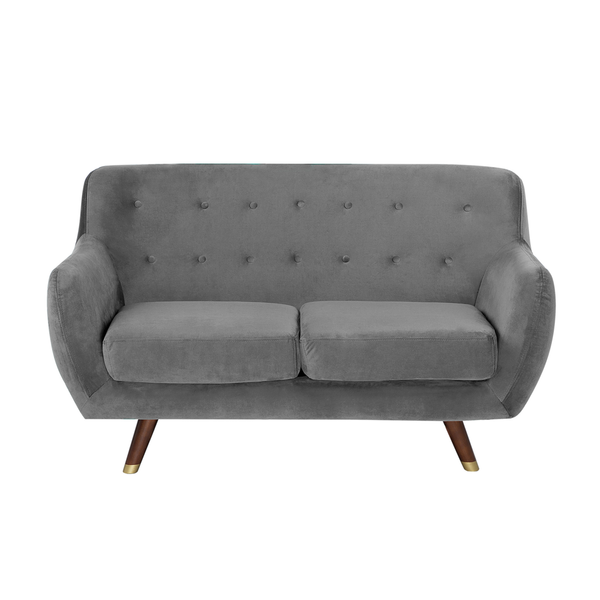 Sofa 2-osobowa welurowa szara BODO zdjęcie 1