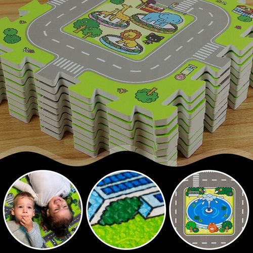 MATA EDUKACYJNA GRUBA 1cm 9szt PUZZLE PIANKOWE DLA DZIECI DROGA MIASTO na Arena.pl