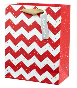 Torebka czerwono-złota - kropki - M zdjęcie 1