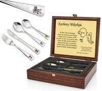 Sztućce PYCHOTKI dla dzieci z GRAWEREM na chrzest