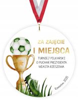 MEDAL Z PLEXI SPORTOWY piłkarski nadruk UV twój napis turniej o puchar