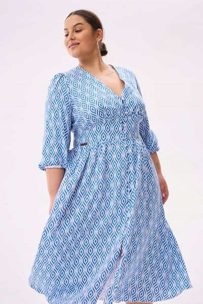 Blue shadow urocza sukienka TINA 42 niebieski wzór boho wiskoza zdjęcie 10