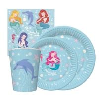 Zestaw komplet zastawy Syrenka - kubeczki, talerzyki, serwetki