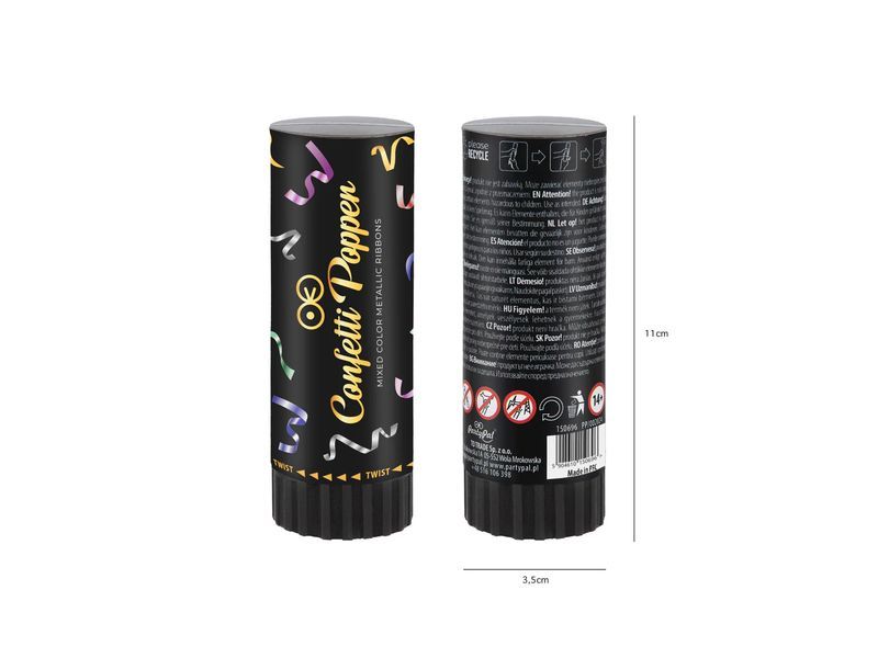 Konfetti pneumatyczne, kolorowe długie świderki, 11 cm zdjęcie 2