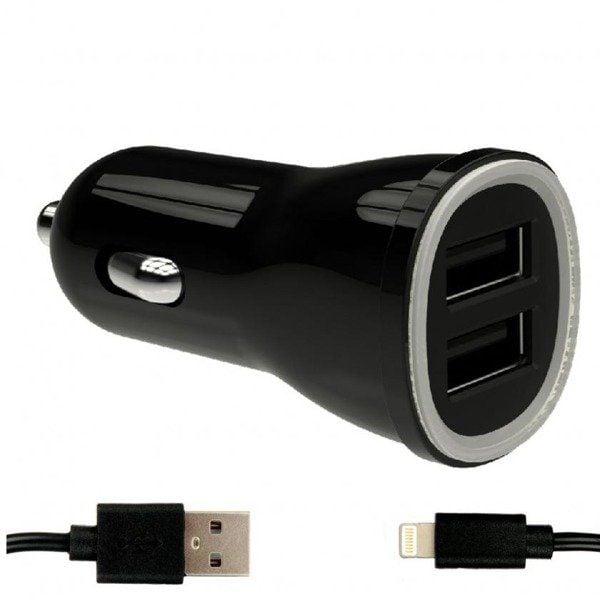 Ładowarka samochodowa Winner Group 2xUSB 3.1A+Kabel LIGHTNING -1m czarny zdjęcie 1