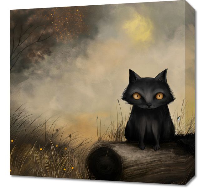Obraz 50x50cm Czarny Kot zdjęcie 1