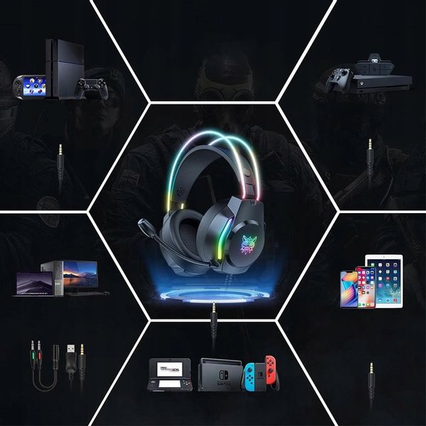 ONIKUMA X26 SŁUCHAWKI GAMINGOWE NAUSZNE PRZEWODOWE Z MIKROFONEM DO PC RGB zdjęcie 5