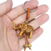 Breloczek kluczy Słoń na Szczęście zawieszka Słonik prezent Drewniany Kółko