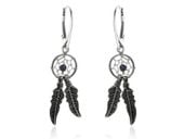 WISZĄCE SREBRNE KOLCZYKI ŁAPACZ SNÓW DREAMCATCHER