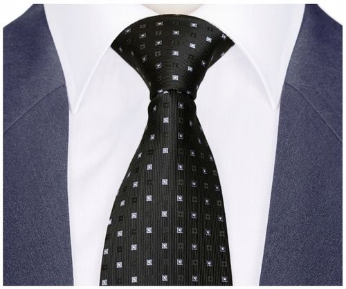 ŻAKARDOWY Krawat Klasyczny w Romby CZARNY rc254 na Arena.pl
