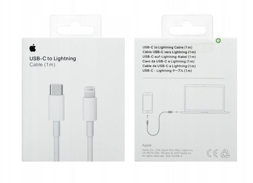 ORYGINALNY Kabel do ładowania Apple 1 m USBC-LIGHTNING iPhone X 11 12 13 14 na Arena.pl