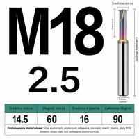 Frez do gwintowania jednoostrzowy Rozmiar: M18x2.5x90L - DLC