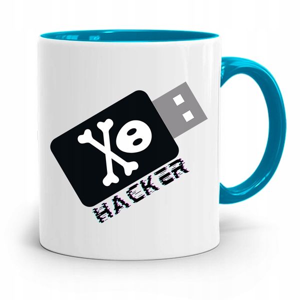 Kubek Błękitny Programisty Hacker Prezent Z Nadrukiem Ze Zdjęciem zdjęcie 1
