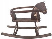 KOŃ NA BIEGUNACH Bujany Konik Drewniany Czarny Zabawka PREZENT SUPER CENA