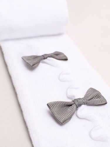 Rajstopy dziewczęce bawełniane z elementem 3D kokardka białe 116-122 YOCLUB na Arena.pl